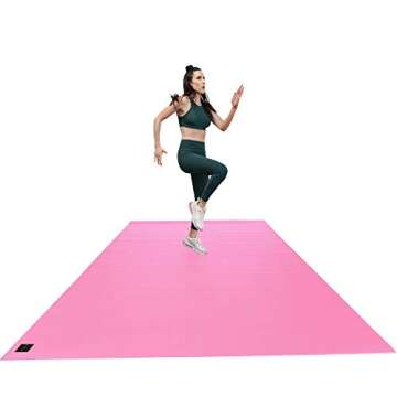 Square36 Extra Large Exercise Mat 8' x 6' x 7mm Thick. Heavy Duty Gym Mats for Home Workouts Non-Toxic, Non-Slip, For Use With or Without Shoes Exercise Mat. (Pink)