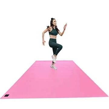 Square36 Extra Large Exercise Mat 8' x 6' x 7mm Thick. Heavy Duty Gym Mats for Home Workouts Non-Toxic, Non-Slip, For Use With or Without Shoes Exercise Mat. (Pink)