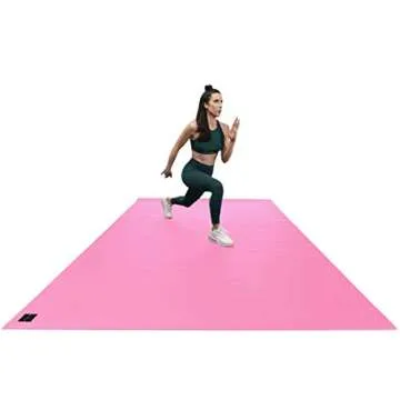 Square36 Extra Large Exercise Mat 8' x 6' x 7mm Thick. Heavy Duty Gym Mats for Home Workouts Non-Toxic, Non-Slip, For Use With or Without Shoes Exercise Mat. (Pink)