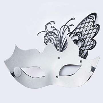 IDOXE US Size Masquerade Mask for Couples Venetian Halloween Costume Party Decor (Black Metal)