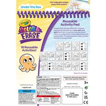 Crayola Color and Erase Reusable Activity Pad - Under The Sea, Ocean Coloring Pages, Toddler Coloring Activity, Kids Gift, 3+