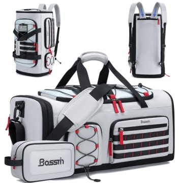 Bosstin Gym Bag for Men & Women - 45L Travel Duffle Sports Duffel with Shoe Compartment (Grey)
