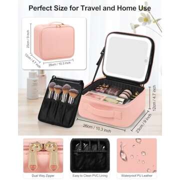 Chomeiu Makeup Bag with LED Mirror, Travel Makeup Case for Women and Makeup Artists Cosmetic Organiz...