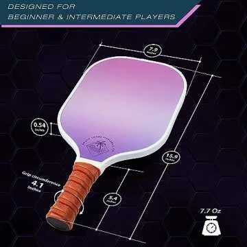 Pickleball Paddle | Carbon Fiber | Pickle Ball Paddle | Honeycomb Polymer Core | Pickleball Paddles | Pickleball Racket | Pickleball Paddle | Pink Purple Pickleball