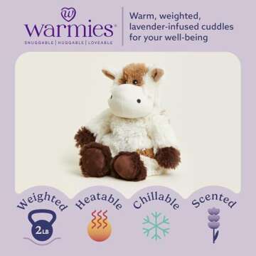 warmies Microwavable & Weighted Stuffed Animals, Cow - Heated Stuffed Animal Plushie for Warmth & Co...