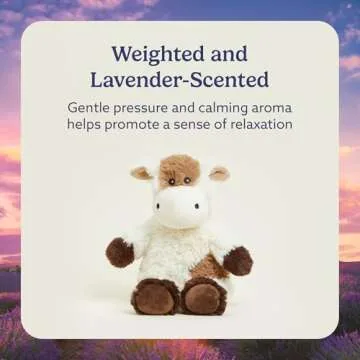 warmies Microwavable & Weighted Stuffed Animals, Cow - Heated Stuffed Animal Plushie for Warmth & Comfort - Cute Soft Plush Toys for Boys, Girls, Babies & Toddlers