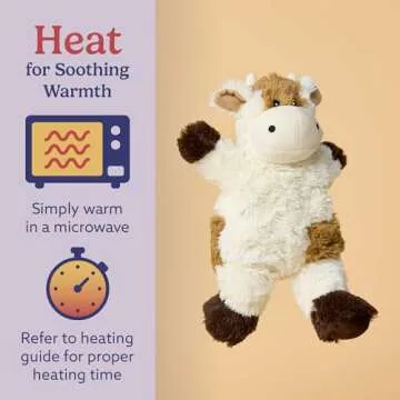 warmies Microwavable & Weighted Stuffed Animals, Cow - Heated Stuffed Animal Plushie for Warmth & Comfort - Cute Soft Plush Toys for Boys, Girls, Babies & Toddlers