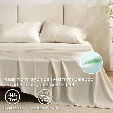 Bedsure Cooling Queen Bamboo Sheets for Perfect Sleep