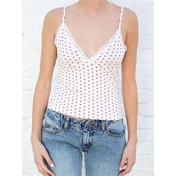 Hassembly Women Y2K 2 Piece Outfit Spaghetti Strap Cami Crop Top Elastic Waist Shorts Casual Cute 2Pcs Matching Lounge Set