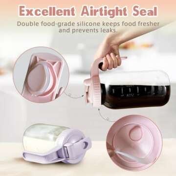 Mason Jar with Pour Spout Lid V-shaped, 2 Quart Iced Tea Pitcher Double Leak Proof, 64 oz Drink Pitcher for Breastmilk, Sun Tea, Juice, Coffee Creamer, Formula Pitcher