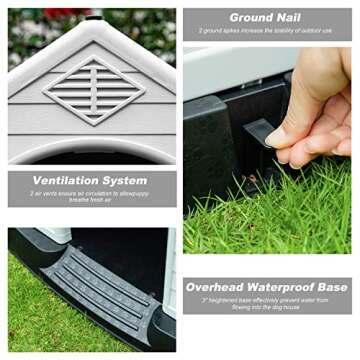 BestPet 28Inch Dog House Outdoor Indoor Doghouse Insulated Kennel Durable Plastic Dog House Weather & Water Resistant Pet Crate with Air Vents and Elevated Floor, Blue