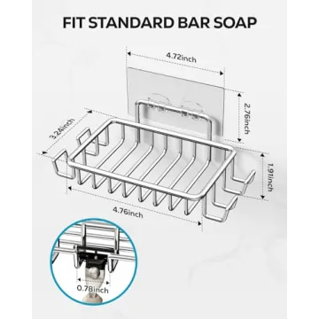 Nieifi Stainless Steel Soap Holder with Hooks for Shower
