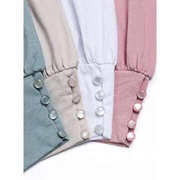 Womens Shirts Puffy Sleeves Solid Colors Puffy Tops Dressy Casual Summer Blouses (Black,XXL)