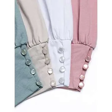 Womens Shirts Puffy Sleeves Solid Colors Puffy Tops Dressy Casual Summer Blouses (Black,XXL)