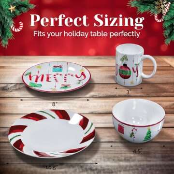 American Atelier 16-Piece Christmas-Themed Stoneware Dinnerware Set - Green/Red