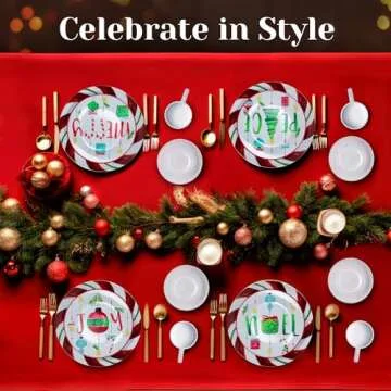 American Atelier 16-Piece Christmas-Themed Stoneware Dinnerware Set - Green/Red