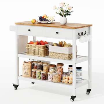 Gizoon Kitchen Island Cart on Wheels - Spacious Storage and Stylish Design