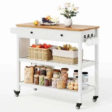 Gizoon Kitchen Island Cart on Wheels - Spacious Storage and Stylish Design