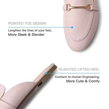 MUSSHOE Women Mules Comfortable Slip On Mules for Women Flats,Pink Snake pu 7