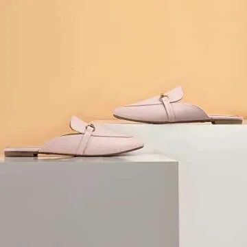 MUSSHOE Women Mules Comfortable Slip On Mules for Women Flats,Pink Snake pu 7