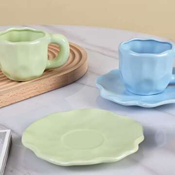 Koythin Cute Ceramic Mug and Saucer Set for Home