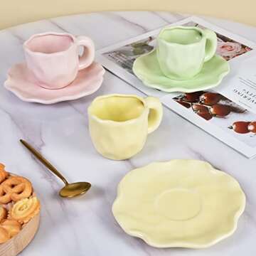 Koythin Cute Ceramic Mug and Saucer Set for Home