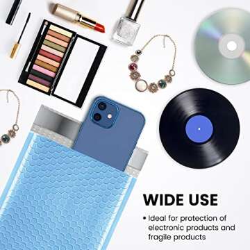 Fuxury Bubble Mailer 6x10 Inch 50 Pack Light Blue,Self-Seal Adhesive Packaging Bags, Waterproof Poly Bubble Mailers, Mailing Evenploves Packaging For Jewelry, Cards, Makeup, CD, Small Business #0