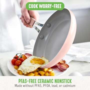 GreenLife 10-Piece Ceramic Nonstick Cookware Set, Dishwasher & Oven Safe, Silicone Stay-Cool Handles...