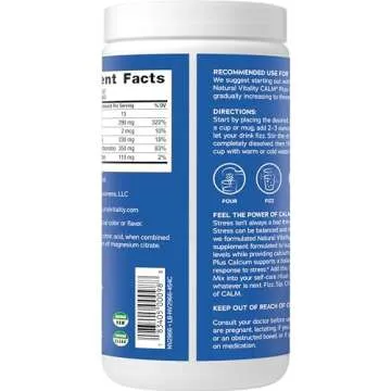 Natural Vitality Calm, Magnesium Citrate & Calcium Supplement, Drink Mix Powder Supports a Healthy Response to Stress, Gluten Free, Vegan, & Non-GMO, Original, 16 oz