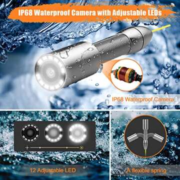 Anysun Sewer Camera with Locator, Pipe Camera with 512Hz Sonde Transmitter and Receiver, IP68 Waterproof Industrial Plumbing Endoscope Drain Snake Cam with 7" LCD Monitor, 8G SD Card (165Ft/50M Cable)