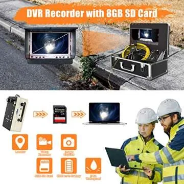Anysun Sewer Camera with Locator, Pipe Camera with 512Hz Sonde Transmitter and Receiver, IP68 Waterproof Industrial Plumbing Endoscope Drain Snake Cam with 7" LCD Monitor, 8G SD Card (165Ft/50M Cable)