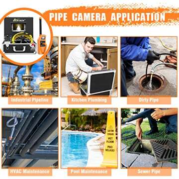 Anysun Sewer Camera with Locator, Pipe Camera with 512Hz Sonde Transmitter and Receiver, IP68 Waterproof Industrial Plumbing Endoscope Drain Snake Cam with 7" LCD Monitor, 8G SD Card (165Ft/50M Cable)