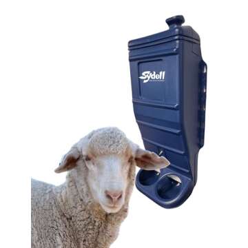 Sydell Sheep and Goat Grain Mineral Feeder, Large Outdoor Forage Grain Feeding System, Supports Up to 10 Small Livestock, Weather Resistant Heavy-Duty Plastic, Fence Mounted