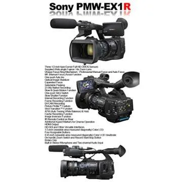 Sony Sony PMW-EX1R XDCAM EX Full HD Camcorder without SxS Card, 1920x1080 Resolution, Wide Angle 14x Fujinon Lens, 1.23MP Viewfinder