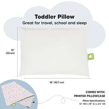 Toddler Pillow with Pillowcase - 13x18 My Little Dreamy Kids Travel Bed Pillows for Sleeping, Organic Cotton Small Pillowcase, Soft & Breathable, Machine Washable, Toddlers 2-5 Years Old (Flutter)