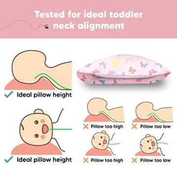 Toddler Pillow with Pillowcase - 13x18 My Little Dreamy Kids Travel Bed Pillows for Sleeping, Organic Cotton Small Pillowcase, Soft & Breathable, Machine Washable, Toddlers 2-5 Years Old (Flutter)