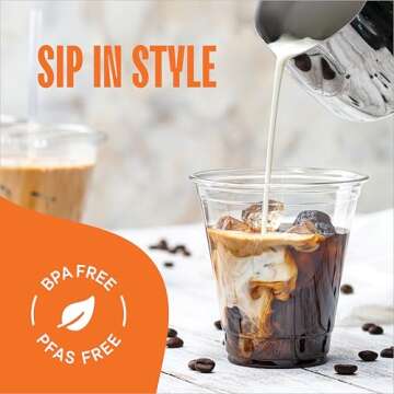 12 oz Clear Plastic Cups with Straw-Slot Lids [100 Sets] PET Crystal Clear Disposable 12oz Plastic Cups with Lids - Crystal Clear, Durable Cup. BPA Free + Crack Resistant, for Coffee, Juice, Shakes