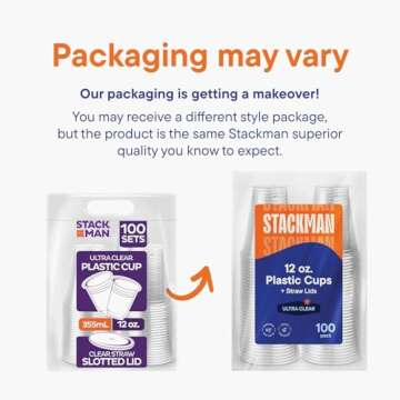 12 oz Clear Plastic Cups with Straw-Slot Lids [100 Sets] PET Crystal Clear Disposable 12oz Plastic Cups with Lids - Crystal Clear, Durable Cup. BPA Free + Crack Resistant, for Coffee, Juice, Shakes