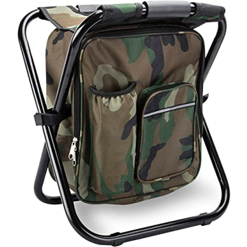 Kikerike Folding Stool Backpack Cooler Bag for Camping, Hiking, Fishing