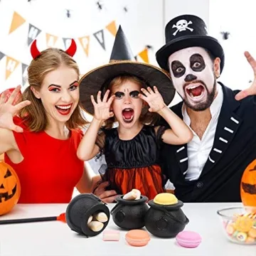 12-piece Mini Black Cauldron Set for Halloween