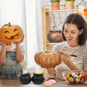 12-piece Mini Black Cauldron Set for Halloween