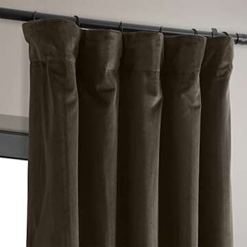 HPD Half Price Drapes Signature Velvet Thermal Blackout Curtains for Living Room 108 Inch Long (1 Panel) Rod Pocket Insulated Blackout Curtains for Bedroom Window Curtains, 50W x 108L, Java