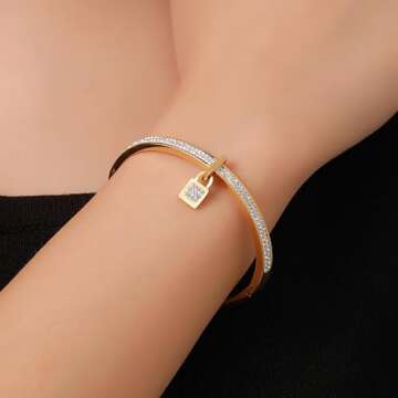 RINTOLER Gold Bangle for Women - 18K Gold Plated Bracelet for Women Stainless Steel Love Friendship ...