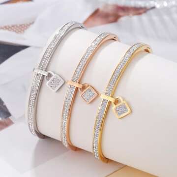 RINTOLER Gold Bangle Stylish Women's Bracelet with Zirconia