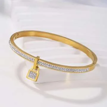 RINTOLER Gold Bangle Stylish Women's Bracelet with Zirconia