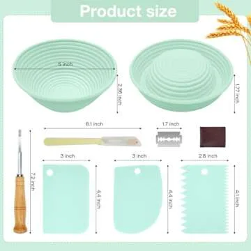 Silicone Banneton, Sourdough Bread Baskets (Set of 6, 5 Inch), Round Proofing Bread Bowls with Starter Kit, Bread Making Baking Supplies