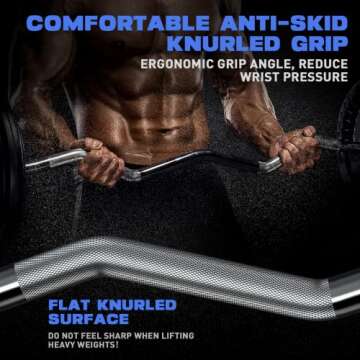 Olympic EZ Curl Bar for Weight Lifting & Muscle Training