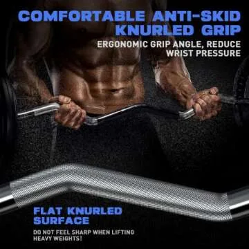 Olympic EZ Curl Bar for Weight Lifting & Muscle Training