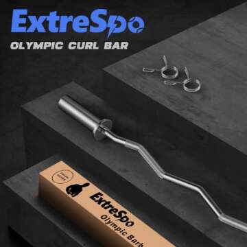Olympic EZ Curl Bar for Weight Lifting & Muscle Training