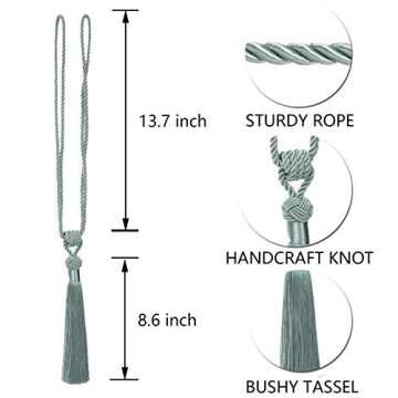 BEL AVENIR Curtain Tiebacks Hand-Woven Holdbacks Home Decorative Tassels Tiebacks (Blue, 2 Pack)